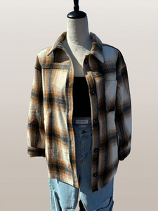 Oversized Plaid Shacket (CAMEL)