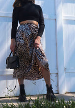 Load image into Gallery viewer, DESTINY Satin Wrap Leopard Print Skirt
