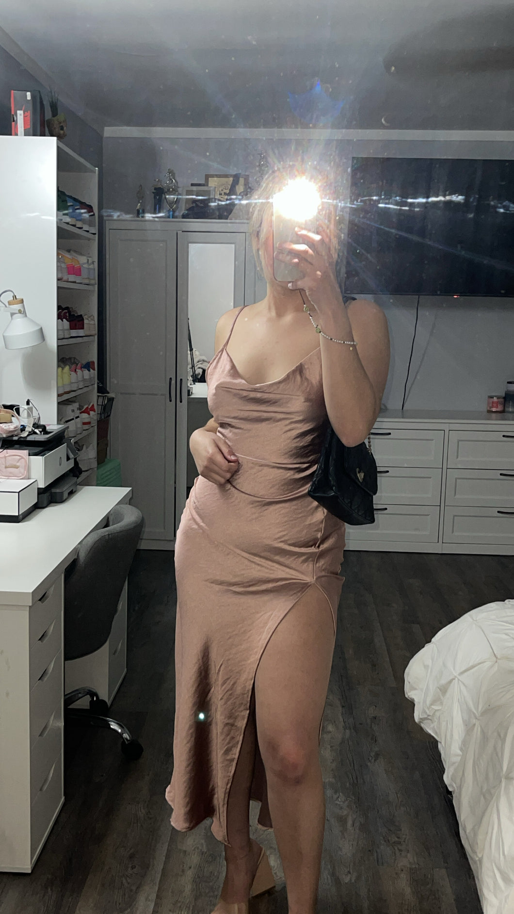 Eli Satin Dress (Mauve)