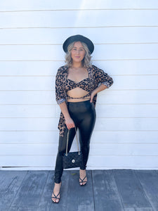 Rita Leopard print set- Bralette and Button shirt